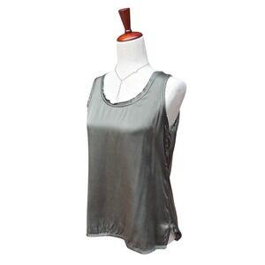 Go Silk Tank Size S Green Raw Edge Quiet Luxury Grunge Fairy Goblin Washable